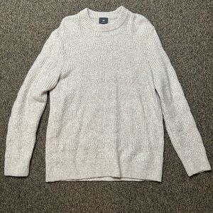 H&M Men's Textured Grey/Cream Sweater | Size: Large